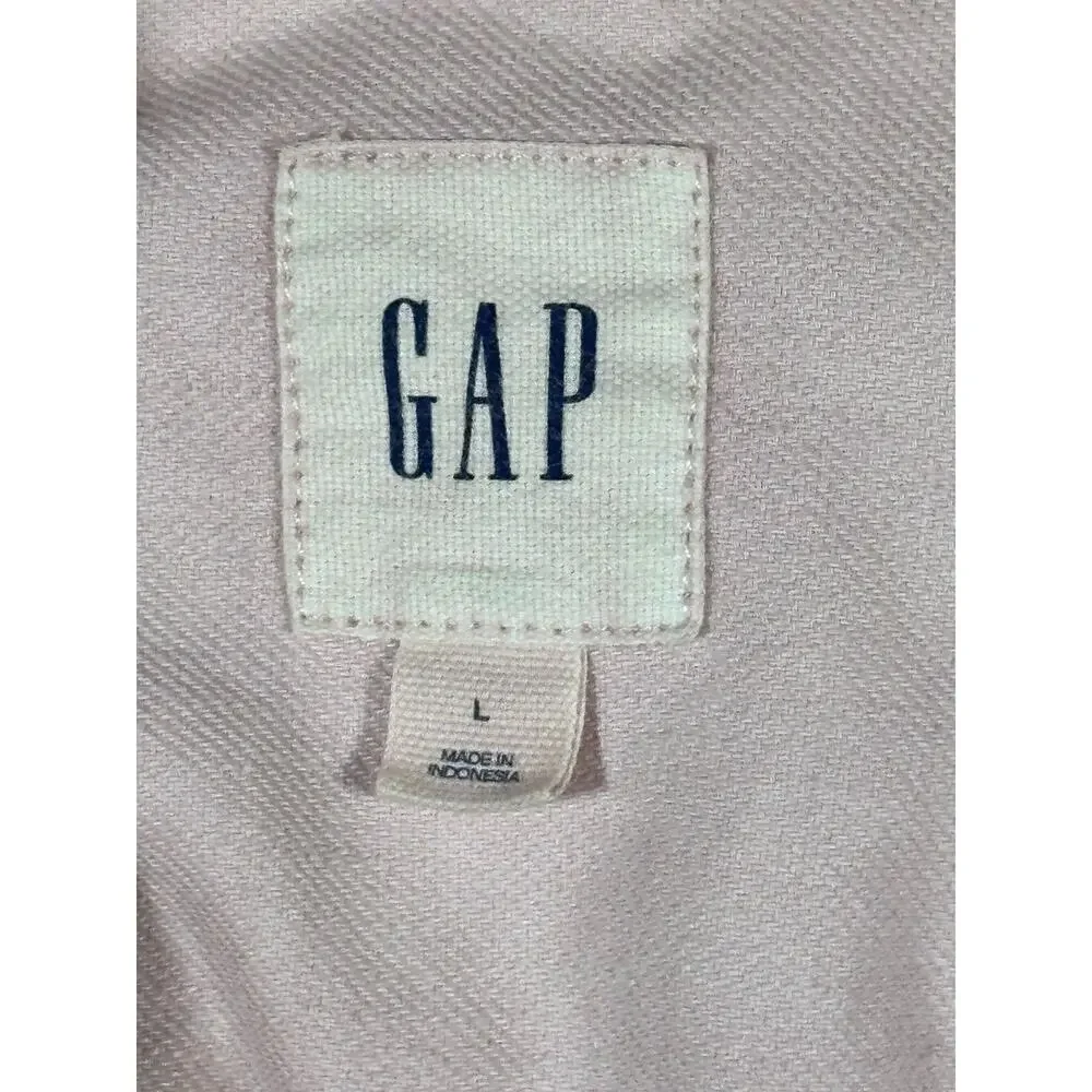 GAP Women's Soft Pink Cotton Jacket Gathered Waist Button Front Sz L - Picture 5 of 7